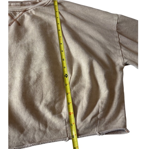 Urban Outfitters Tan Cropped Oversized Sweatshirt Balloon Sleeve Crew Neck Med - Picture 7 of 8